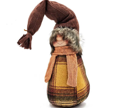 Brown-Orange Fabric Gnome Figurine 6" x 19"