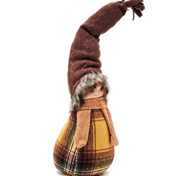 Brown-Orange Fabric Gnome Figurine 6" x 19"
