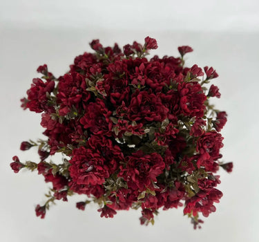GSC Mum Bush Burgundy 15.5" - Artificial Flora Hanging Basket & Porch Pots