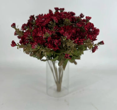 GSC Mum Bush Burgundy 15.5" - Artificial Flora Hanging Basket & Porch Pots