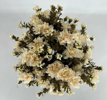 GSC Mum Bush Cream 15.5" - Artificial Flora Hanging Basket & Porch Pots