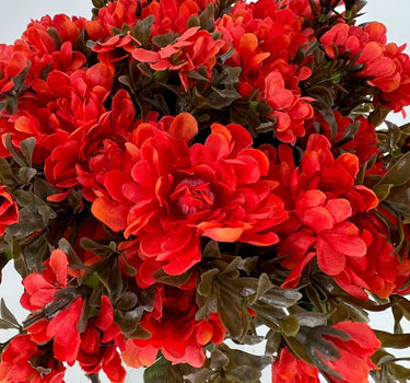 GSC Mum Bush Red/Orange 15.5" - Artificial Flowering Plants Hanging Basket & Porch Pots