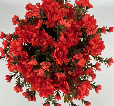 GSC Mum Bush Red/Orange 15.5" - Artificial Flowering Plants Hanging Basket & Porch Pots
