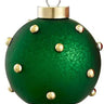 Beaded glass ball name card holders in red and green with gold studs, two sizes (3-inch and 4-inch).