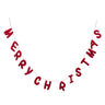 Wool Merry Christmas garland in red, fuzzy letters on string, 48-inch length