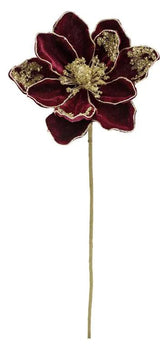 Select Velvet Magnolia Spray Burgundy 20" - Artificial Flowering Plants Silk