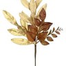 Select Laurel Leaf Ruscus Leaf Pick, silk leaves in gold and brown, 16in decorative foliage.