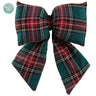 Plaid bow with clip, Allstate merchandise in green and red tartan, 9.5W x 13L