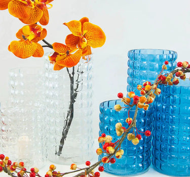 Clear Textured Bubble Glass Vase 7.5"H x 4.35"D