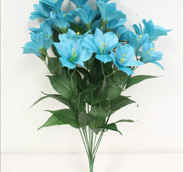 Supreme Alstromeria Bush Turquoise 21" - Artificial Flowering Plants Silk