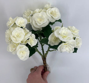 Direct Export Begonia Bush White 10" - Artificial Flora Silk