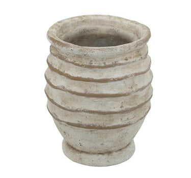 A&B Beige Sand-Cement Ridged Vase 7" x 9" - Vases Merchandise