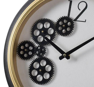 A&B Black And White Gear Clock 15.5"D - Wall Clocks Merchandise
