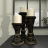 Deco Marché Black Mango Wood Candle Holder Medium 8" - Candle Holders Merchandise