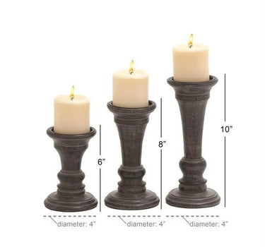 Deco Marché Black Mango Wood Candle Holder Small 6" - Candle Holders Merchandise