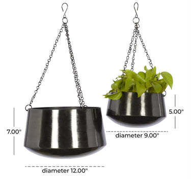 Deco Marché Black Metal Hanging Planter Small 5" - Planters Merchandise