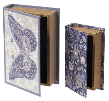 Special T Blue-Cream Linen Butterfly Book Box (2 Sizes) - Household Storage Containers Merchandise