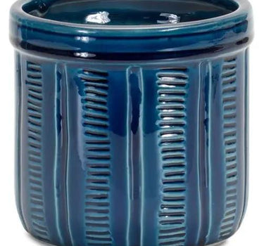 Melrose Blue Terracotta Container (3 Sizes) 5-7.5" - Vases Merchandise