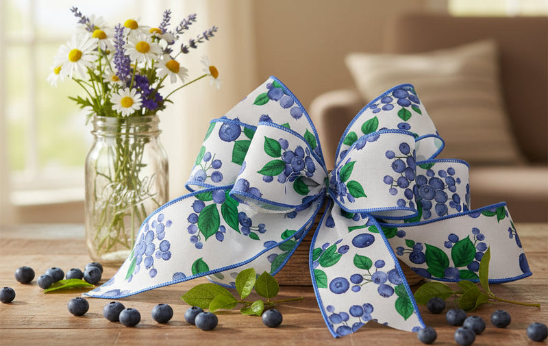 Blueberries Ribbon 2.5" x 10 yd - Evergreen Home and Floral