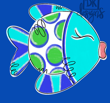 DK Designs Blue/Green Fish Garden Glam Flag - Decor Merchandise