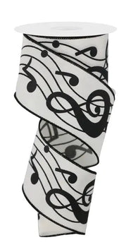 Bold Music Notes Ribbon 2.5"W x 10 yd - Evergreen Home and Floral