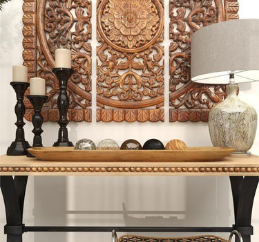 Deco Marché Brown Teak Wood Long Slim Bowl 36" x 7" x 3" - Decorative Bowls Merchandise