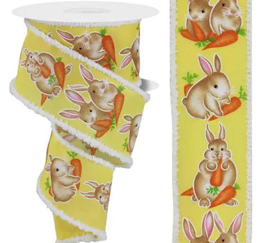 Craig Bachman Bunnies w/ Carrots/Drift Ribbon 2.5" x 10 Yd - Uncategorized Ribbon