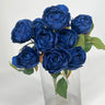 Le Fleur Cabbage Rose Bush Blue 19" - Uncategorized Silk