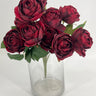 Le Fleur Cabbage Rose Bush (x10) Red 19" - Uncategorized Silk