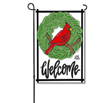 DK Designs Cardinal "Welcome" Garden Glam Flag - Decor Merchandise