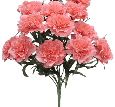 Golden Bell Carnation Bush Coral 18" - Artificial Flowering Plants Silk