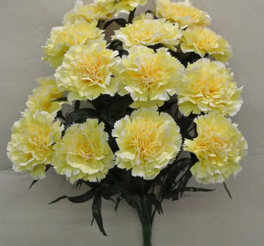 Golden Bell Carnation Bush Yellow 18" - Artificial Flowering Plants Silk