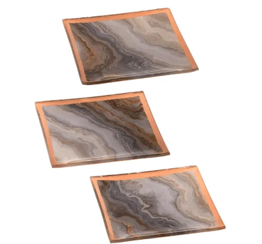 Square Faux White Agate Trinket Dish 4.25x4.25"