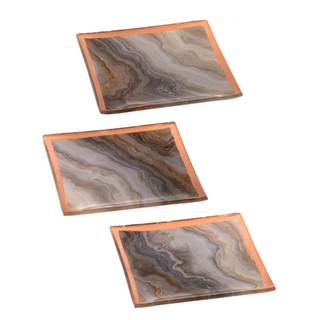 Square Faux White Agate Trinket Dish 4.25x4.25"