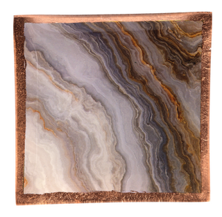 Square Faux White Agate Trinket Dish 4.25x4.25"