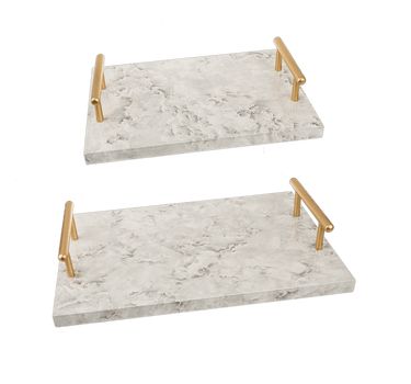 Ganz/CBK Faux Marble Tray with Gold Small 13x9" - Decorative Trays Merchandise