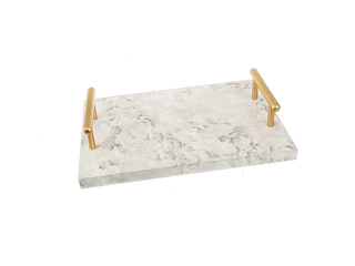 Faux Marble Tray with Gold Sm 13x9"
