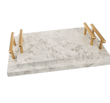 Ganz/CBK Faux Marble Tray with Gold Small 13x9" - Decorative Trays Merchandise