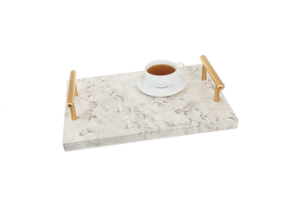 Faux Marble Tray with Gold Lg 16x10.5"