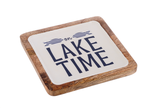 Mango Wood Square Lake Serving Tray Med 8x8"