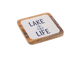 Mango Wood Square Lake Serving Tray Sm 6.25x6.25"