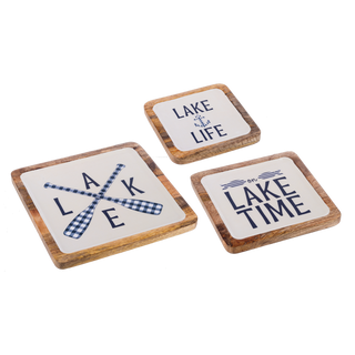 Mango Wood Square Lake Serving Tray Sm 6.25x6.25"