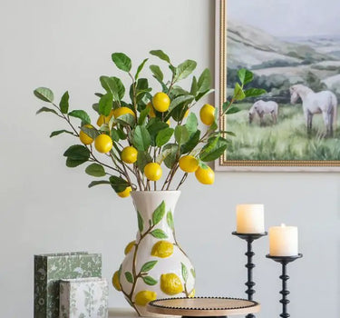 A&B Ceramic 3D Lemon Print Vase 9" x 13.5" - Vases Merchandise