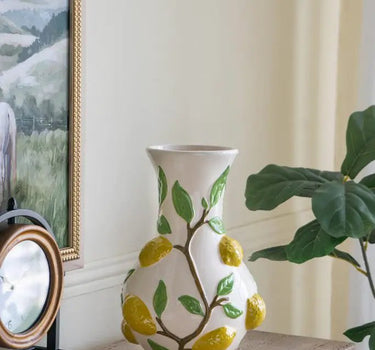 A&B Ceramic 3D Lemon Print Vase 9" x 13.5" - Vases Merchandise
