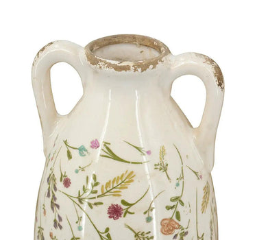 A&B Ceramic Floral Print Amphora Vase 6" x 15.5"H - Vases Merchandise