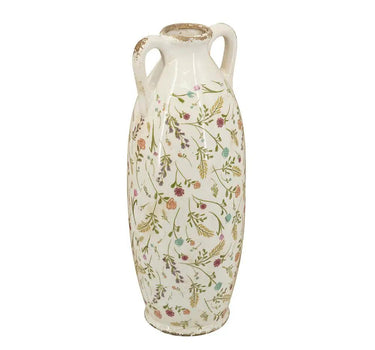 A&B Ceramic Floral Print Amphora Vase 6" x 15.5"H - Vases Merchandise