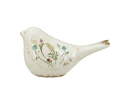 A&B Ceramic Floral Print Bird Figurine 8" x 4.5" - Figurines Merchandise