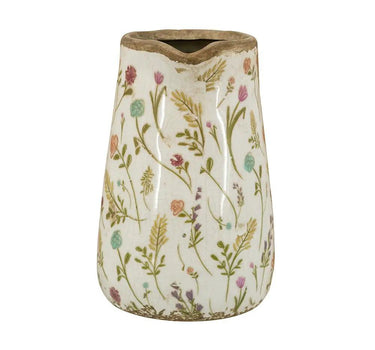A&B Ceramic Floral Print Pitcher Vase 6.5" x 7" - Vases Merchandise