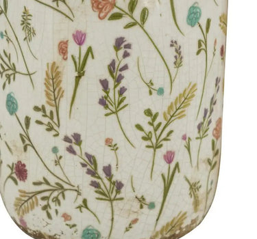 A&B Ceramic Floral Print Vase Large 5.3"D x 10.5"H - Vases Merchandise