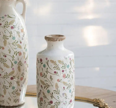 A&B Ceramic Floral Print Vase Large 5.3"D x 10.5"H - Vases Merchandise
